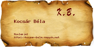 Kocsár Béla névjegykártya