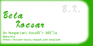 bela kocsar business card